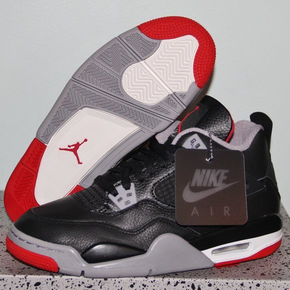 Nike Air Jordan 4 Retro GS Bred Reimagined 6Y 6.5Y Women 7.5 8 Black